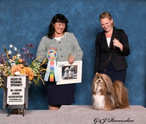 Show handling instructor, KIm van Biert and her regional specialty select Havanese