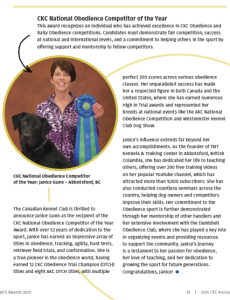 Janice Gunn CKC National Top Obedience Competitor